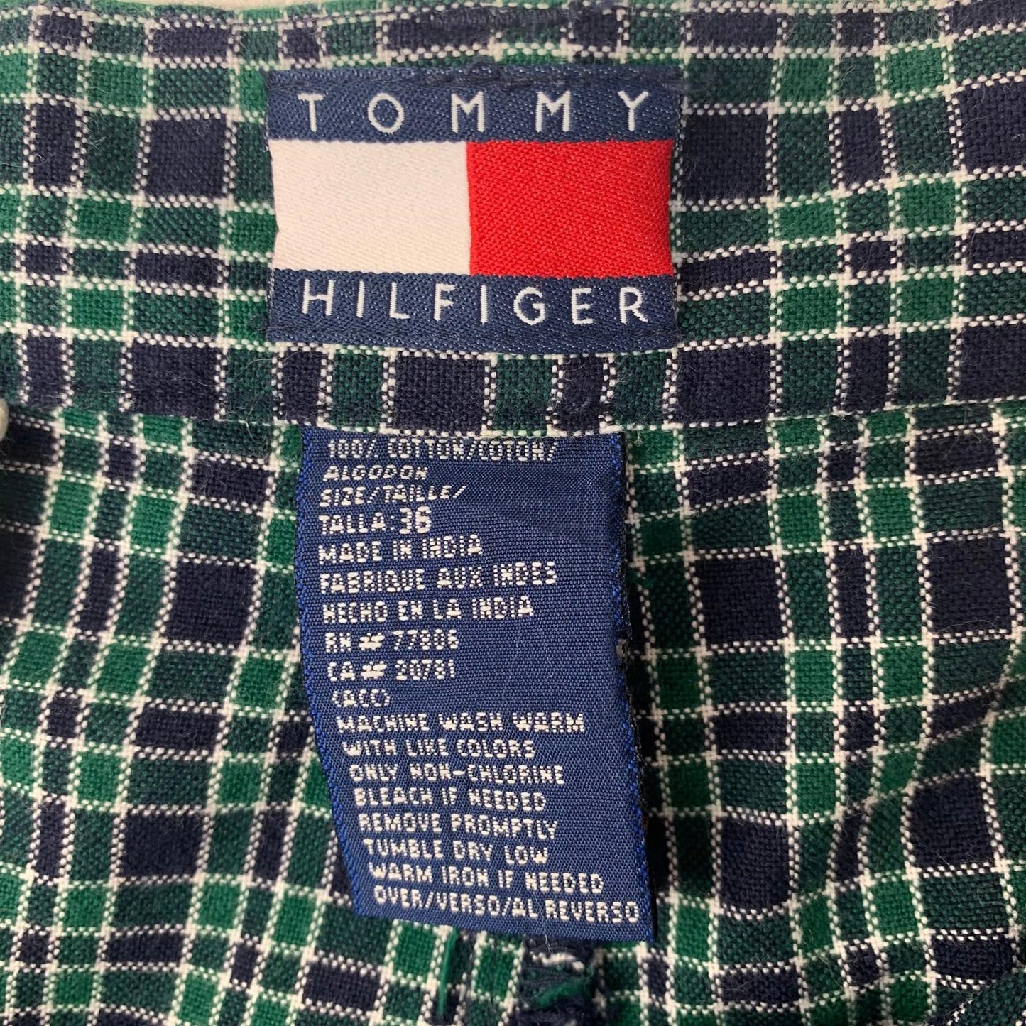 Tommy Hilfiger Men's Checkered Cotton Casual Shorts Green Plaid Size W36