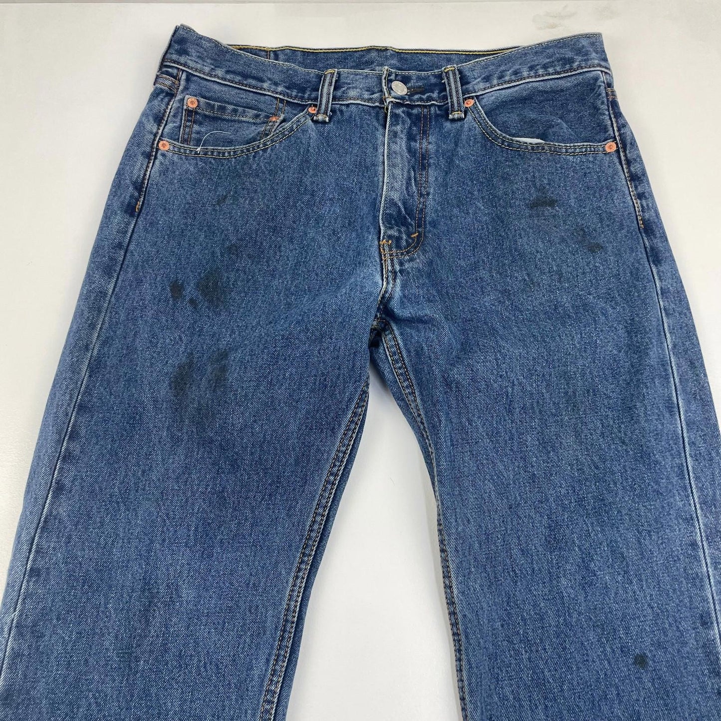 Levi's 505 Jeans Straight Fit Dark Wash Denim Classic Blue Mens W33 L30