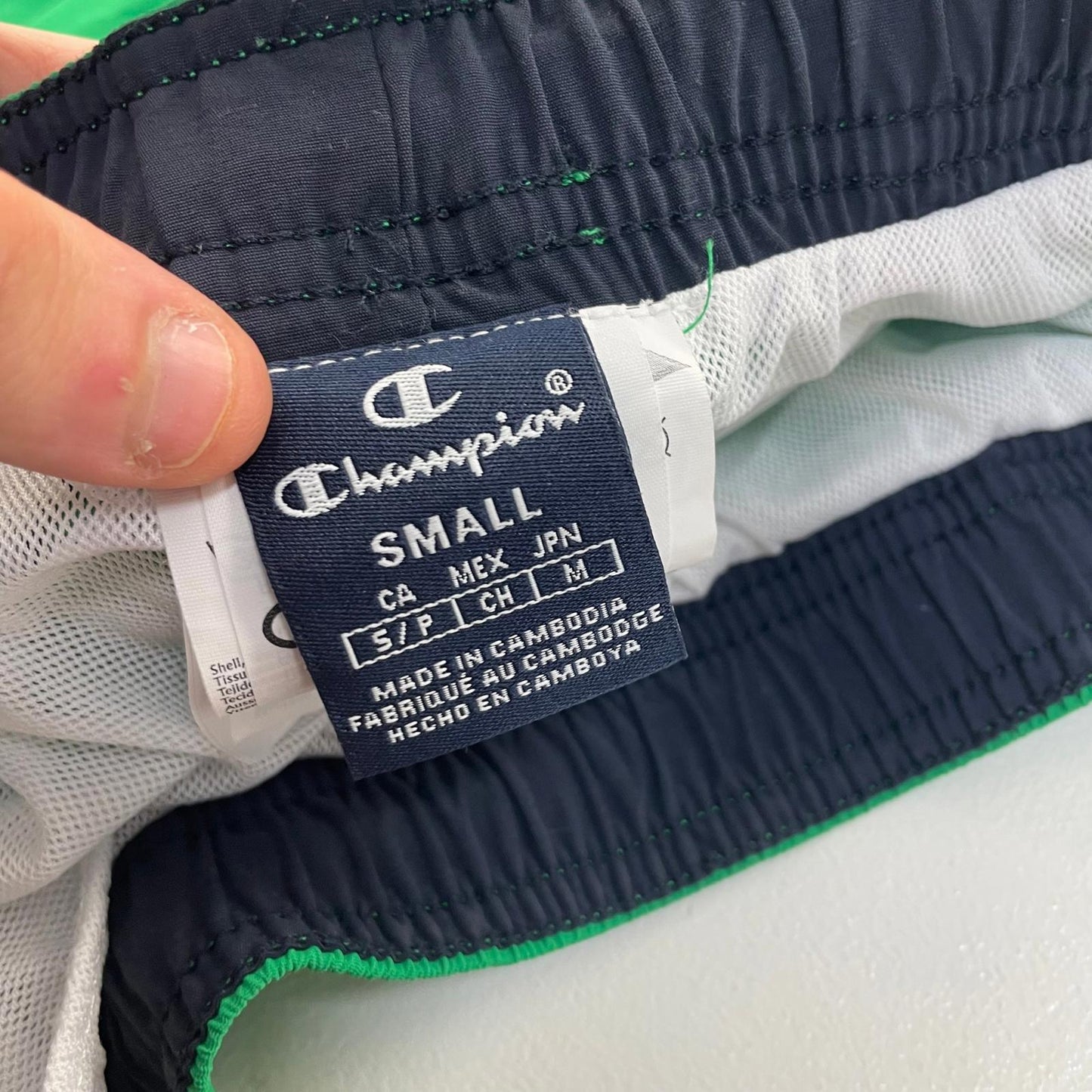 Champion Swim Shorts Elastic Waist Quick Dry Green Mens Small