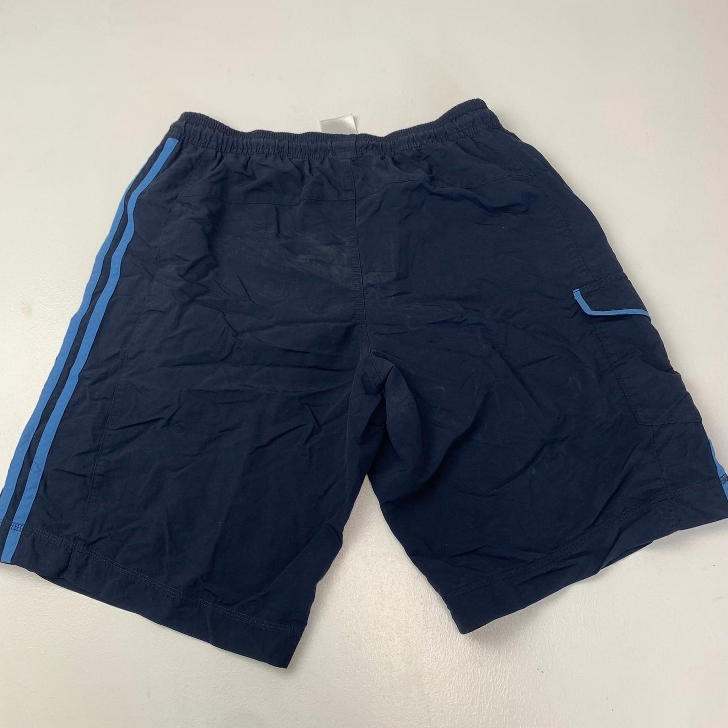 ADIDAS Cargo Activewear Shorts 3-Stripes Blue Relaxed Fit Mens Label Size Small