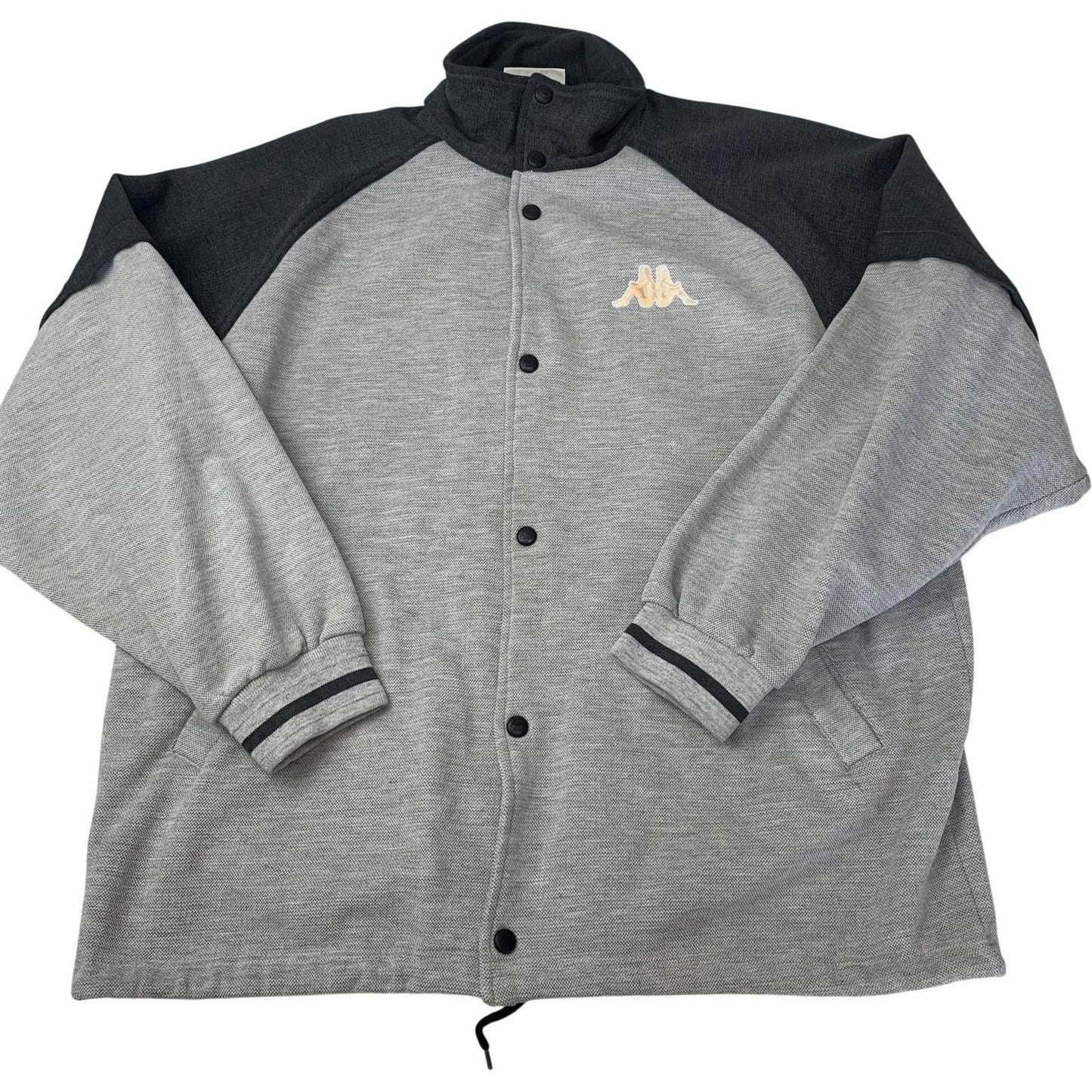 KAPPA Jacket Button Front Retro Style Grey Black Mens XL