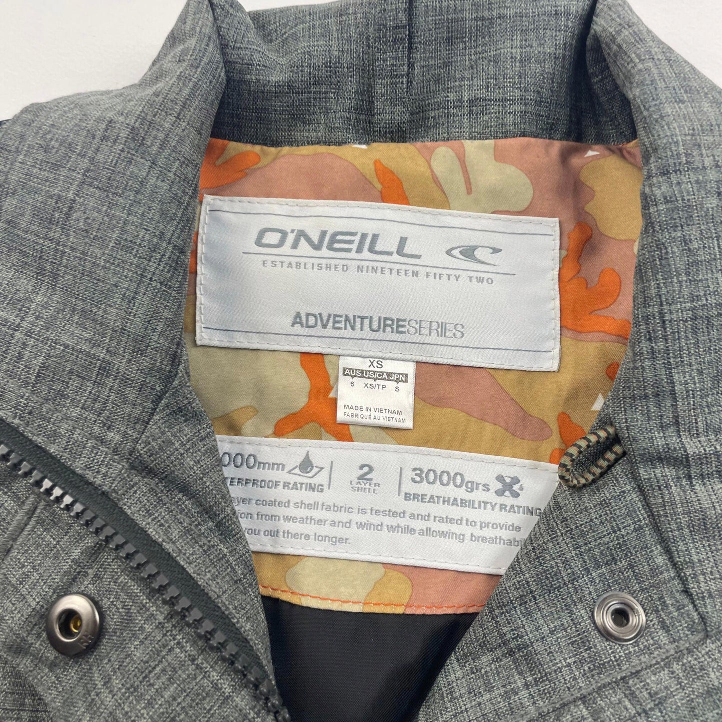Women’s O’NEILL Grey 3KM Waterproof Adventure Series Jacket , Size XS