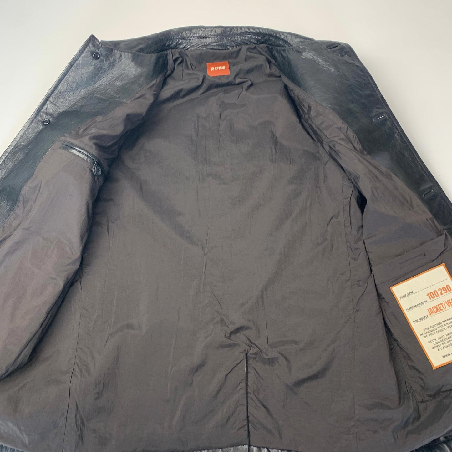 Mens HUGO BOSS Goat Skin Leather Jacket / Black / Eu 46 / Small