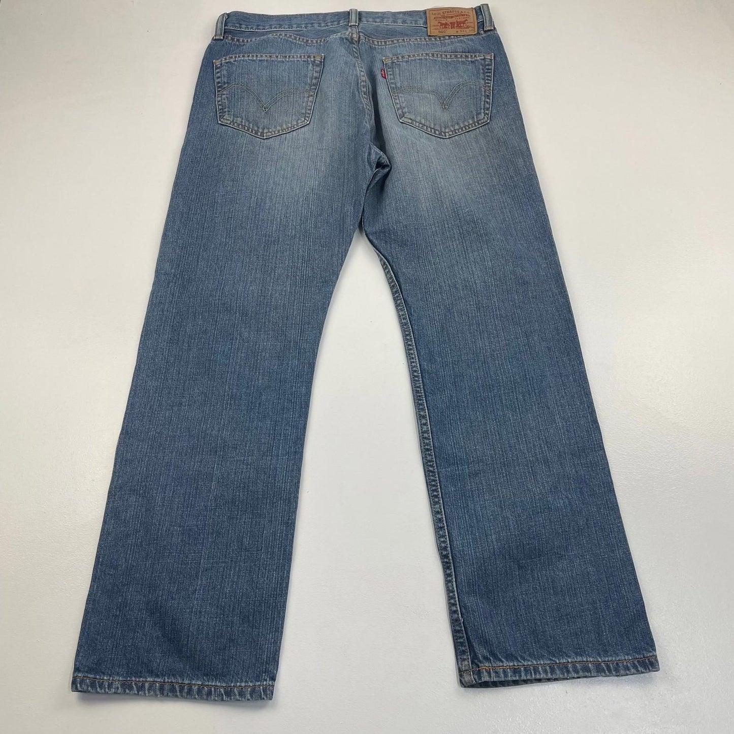 LEVI'S 505 Jeans Straight Fit Blue Denim Vintage Washed Mens W34 L30