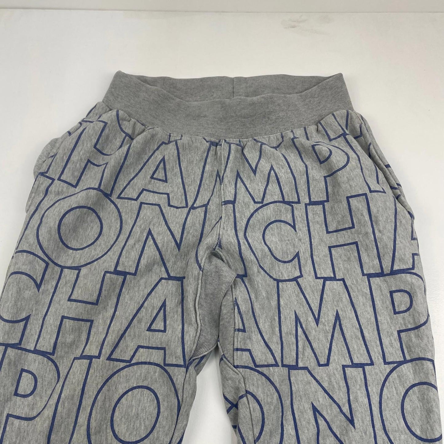 CHAMPION Reverse Weave Jogger Track Pants Grey Graphic Print Mens Medium