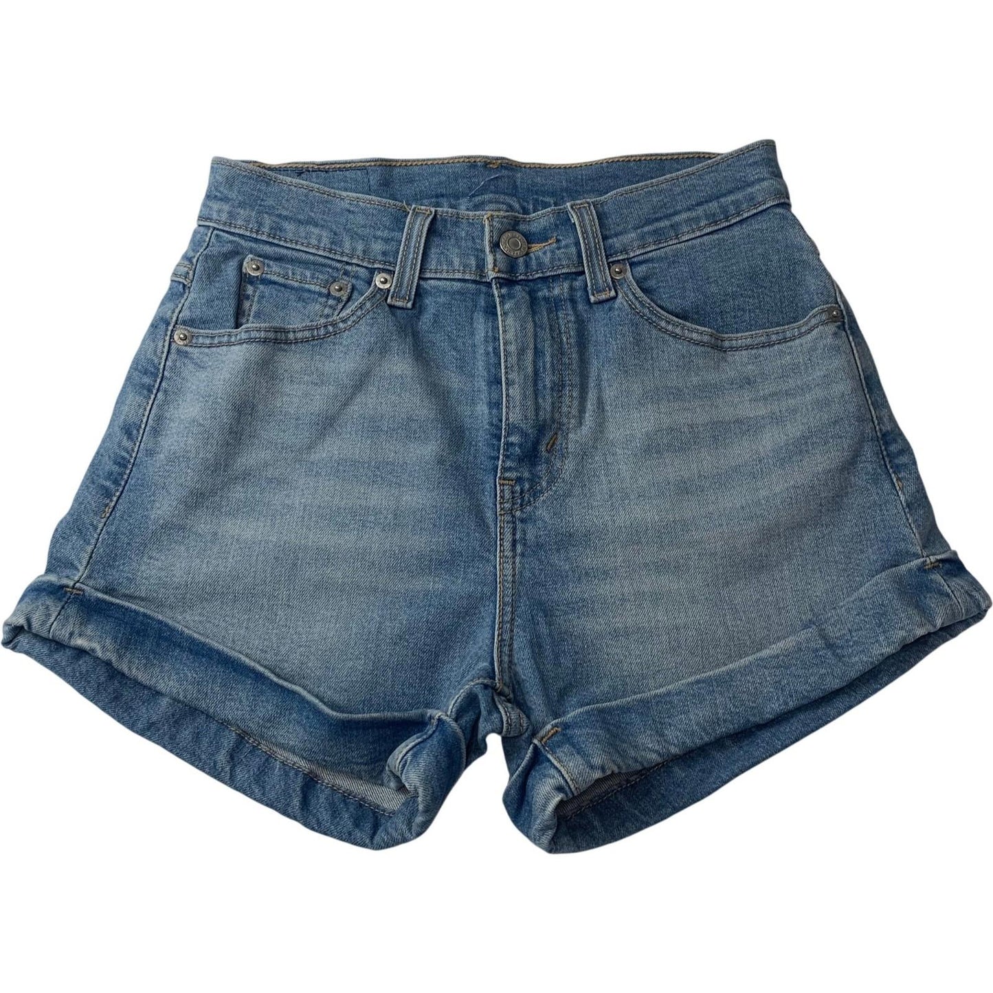 Levi's Denim Cut-Off Shorts Rolled Cuff Light Wash Blue Womens W25 / UK 4 - 6