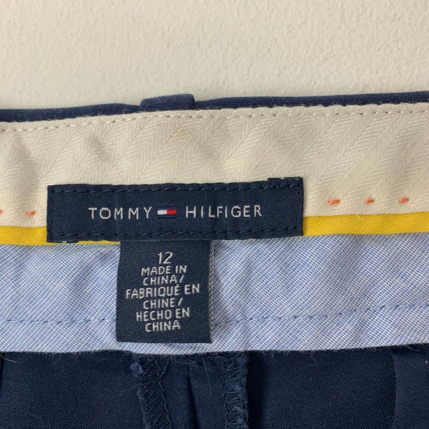 Tommy Hilfiger Parker Trousers Straight Leg Chino Navy Blue Women UK 16