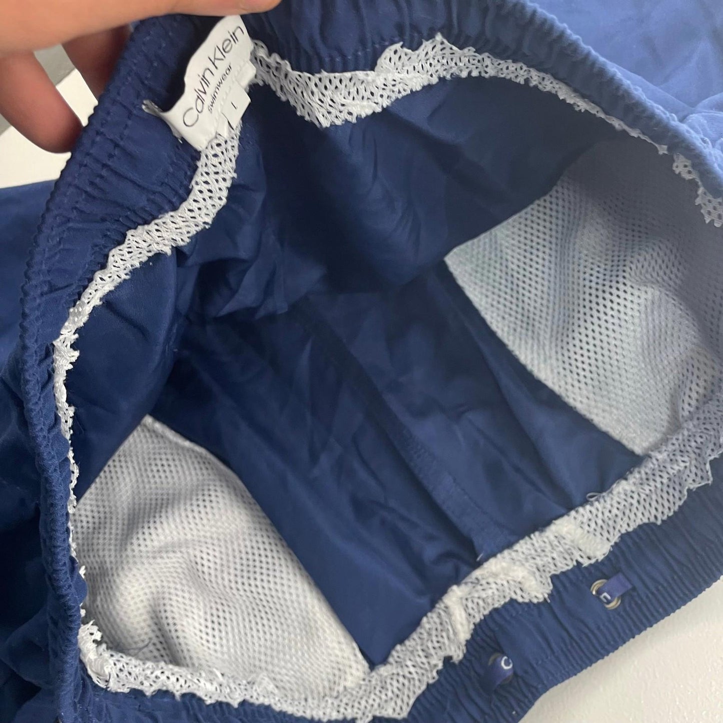 CALVIN KLEIN Swim Shorts Logo Tape Blue Mens Large