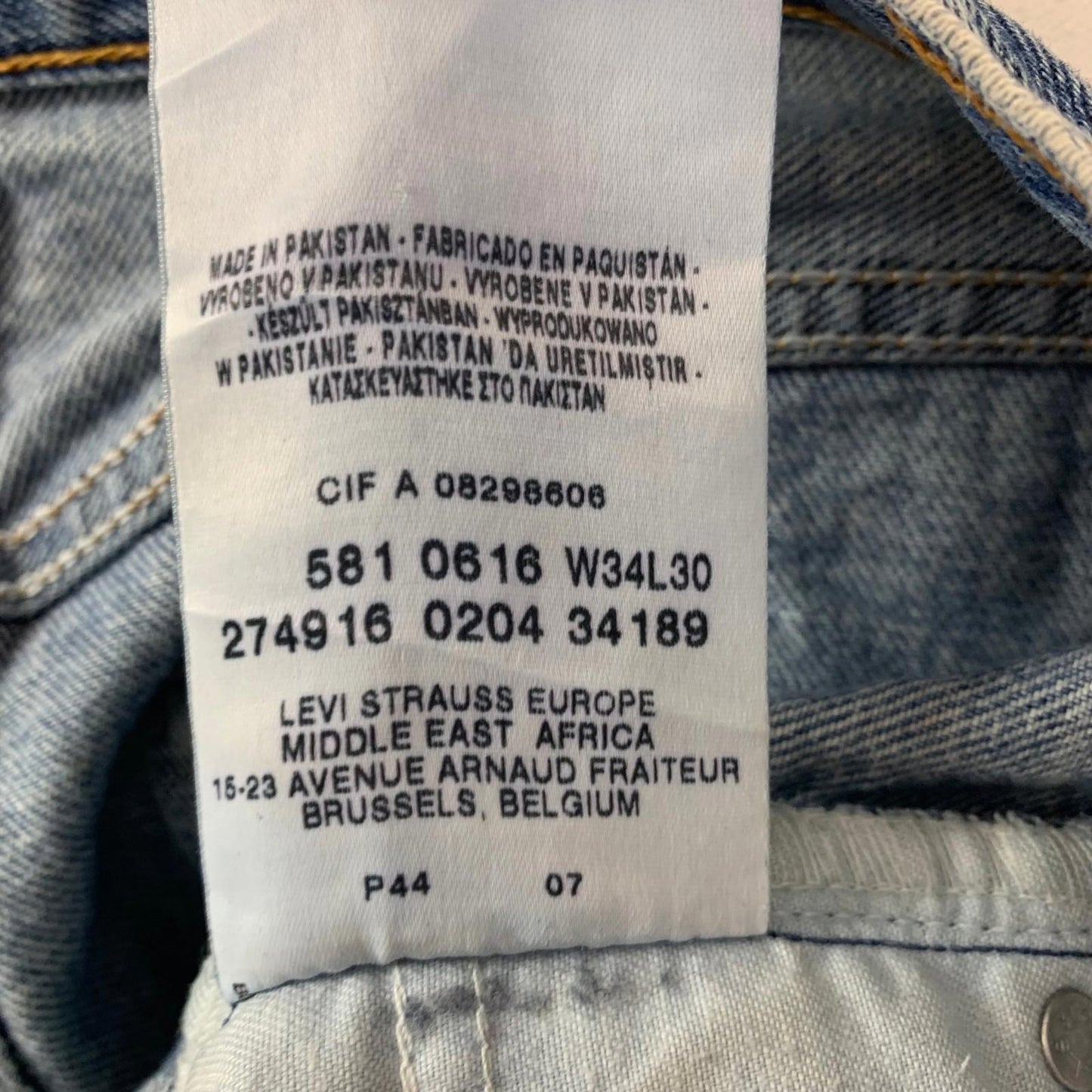 Levi's Straight Leg Denim Jeans Distressed Vintage Blue Mens W34 L30
