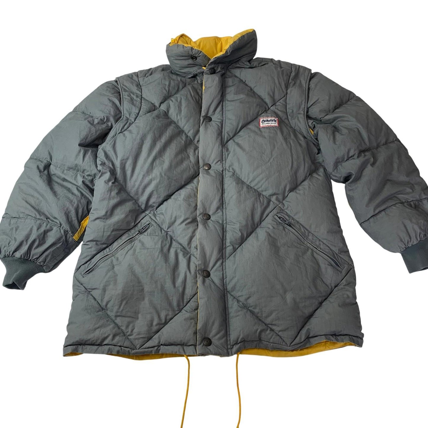Dolomite Puffer Jacket Reversible Vintage Outdoor Yellow Grey Medium