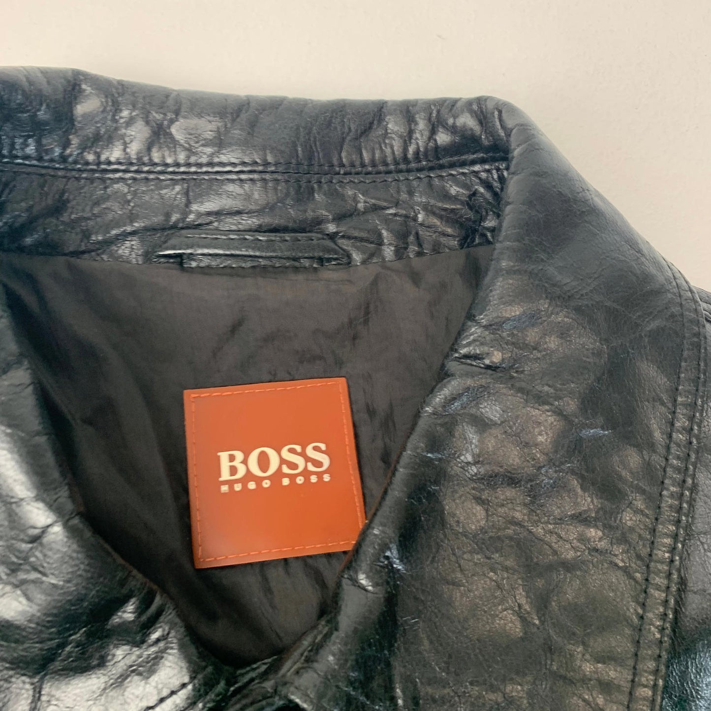 Mens HUGO BOSS Goat Skin Leather Jacket / Black / Eu 46 / Small