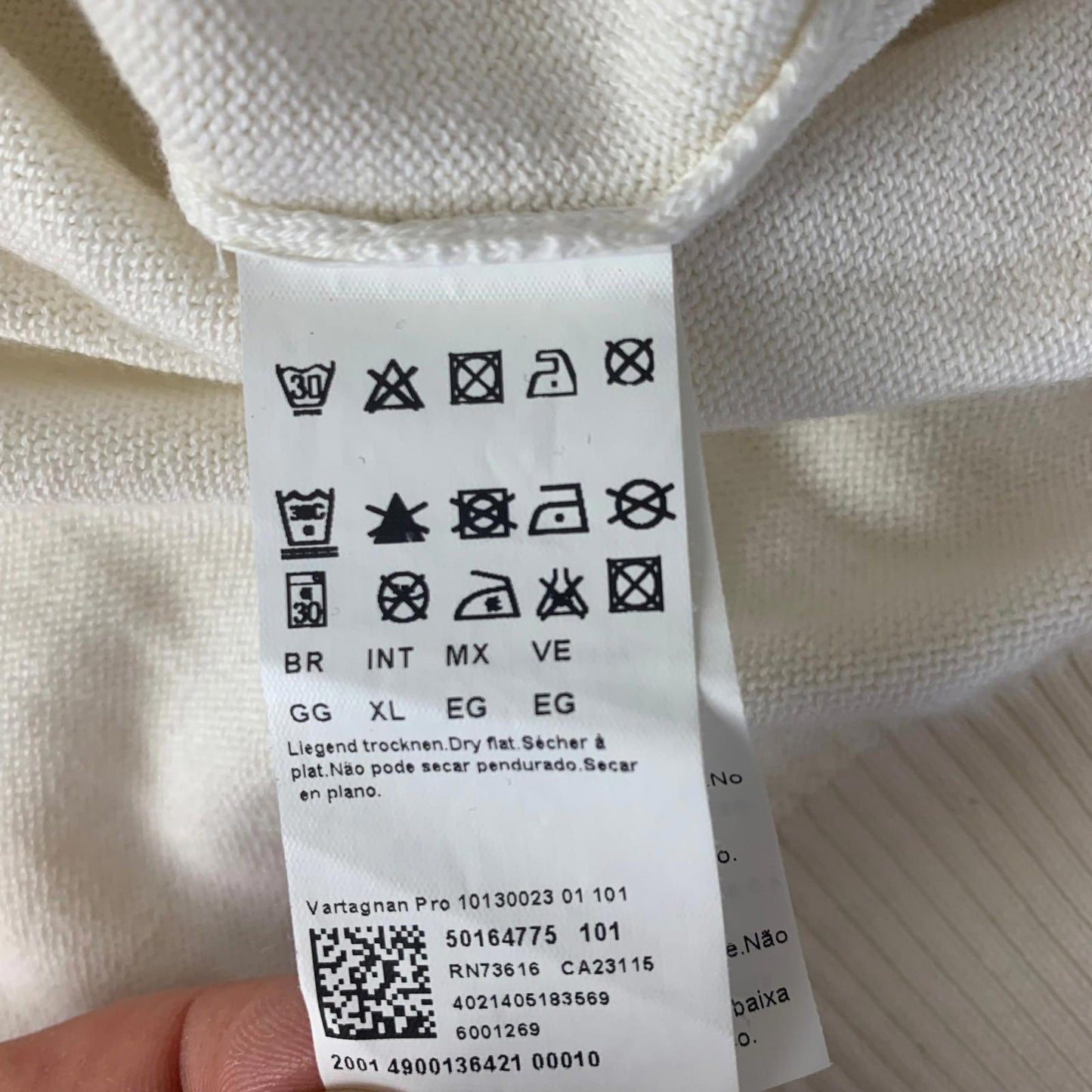 Hugo Boss V-Neck Sweatshirt Ivory Logo Embroidered Knit Mens XL