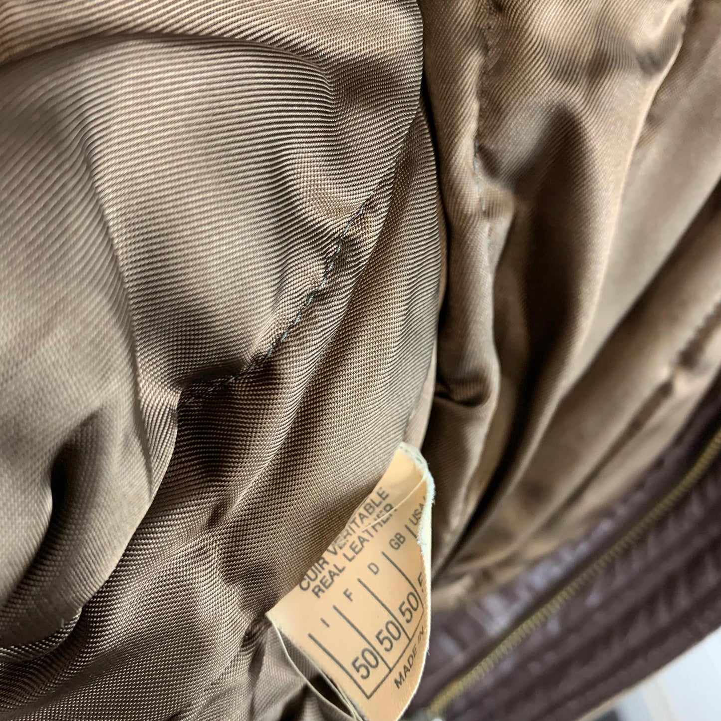 Men’s Vintage Leather & Wool Jacket / Coat / Brown / Medium / Made in Italy