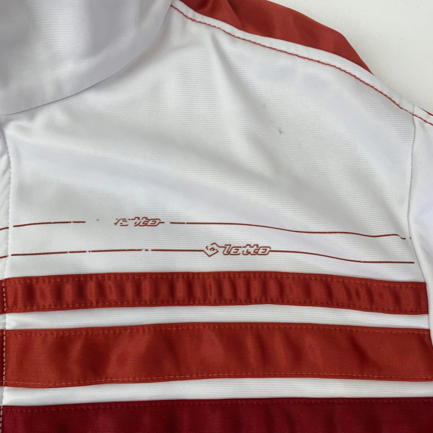 LOTTO Track Jacket Retro Striped Zip White Red Mens Medium