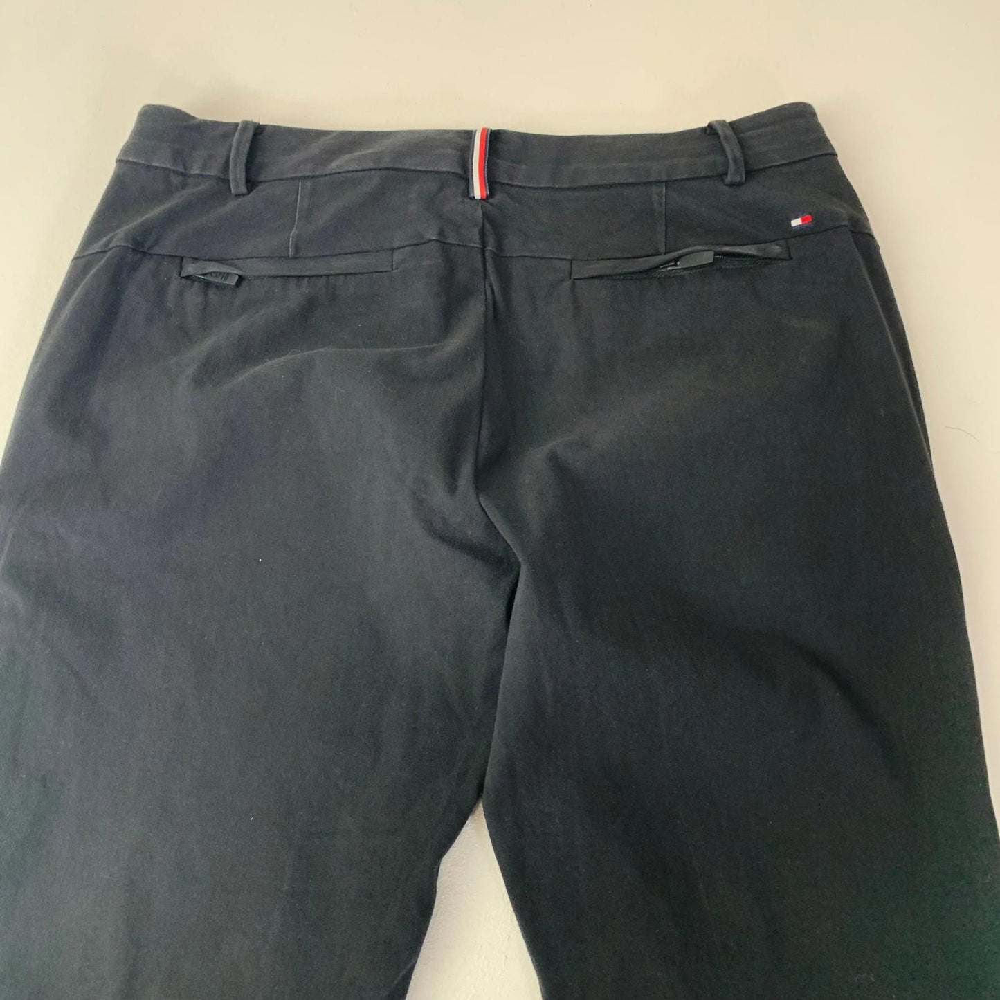 Tommy Hilfiger Trousers Straight Leg Zip Pockets Black Women UK 14