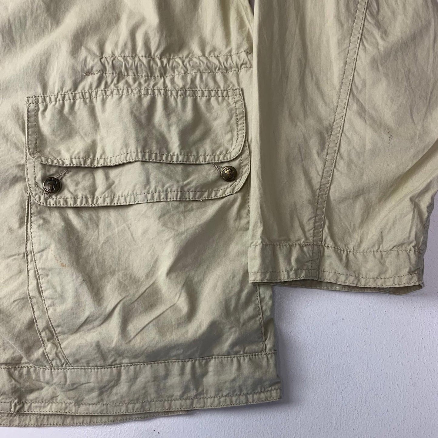 Tavarner Custom Jacket Casual Beige Button-Up Lightweight Mens Medium