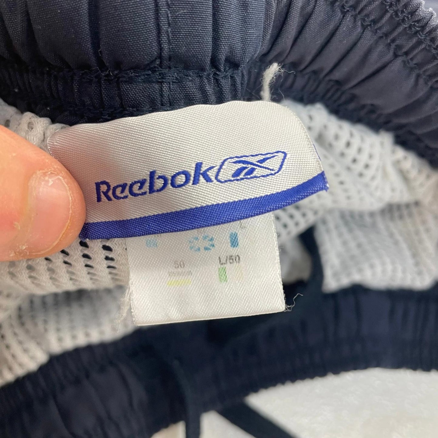 Reebok Swim Shorts Drawstring Logo Sports Casual Blue Mens Medium