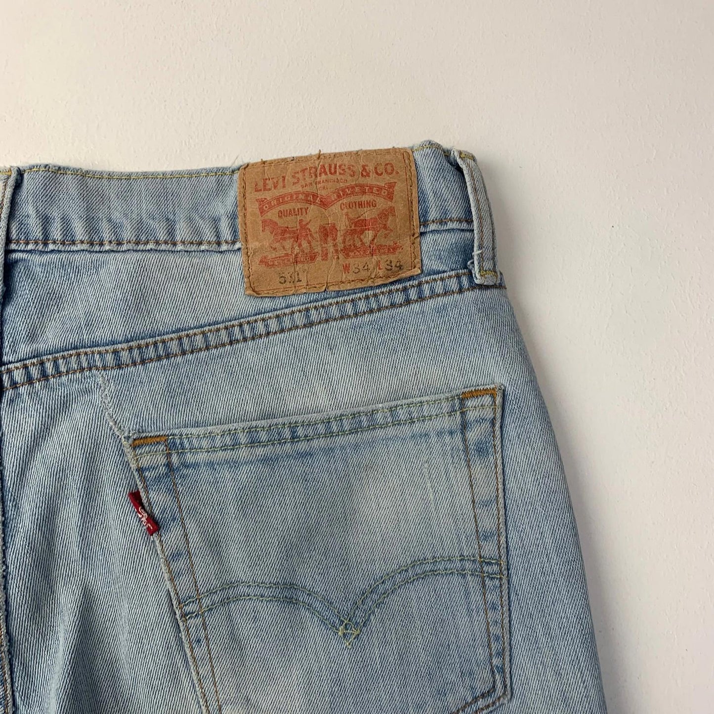 LEVI STRAUSS Denim Shorts Casual Light Wash Blue Summer Mens W34