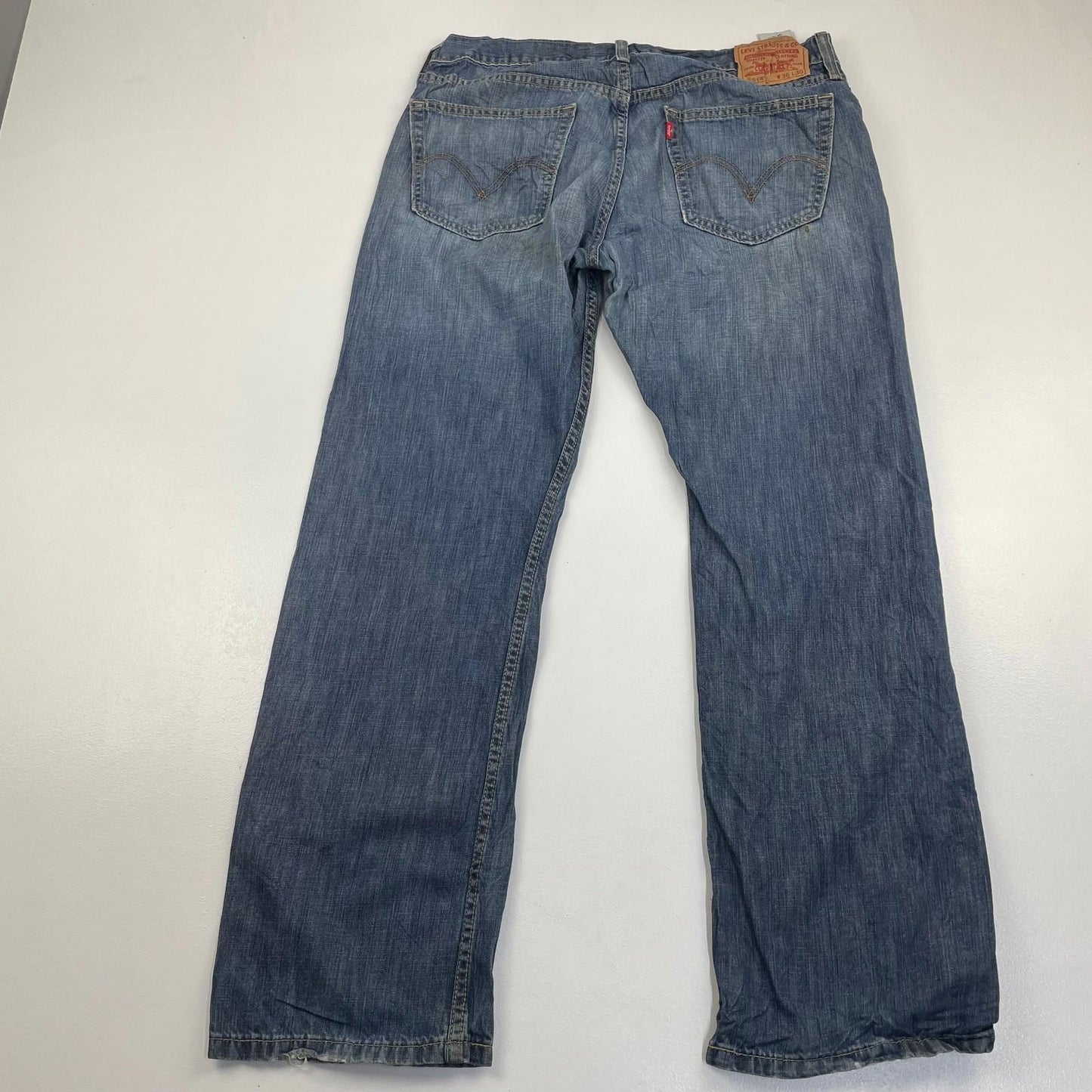 Levi's 514 Straight Leg Distressed Denim Blue Jeans Mens W36 L30