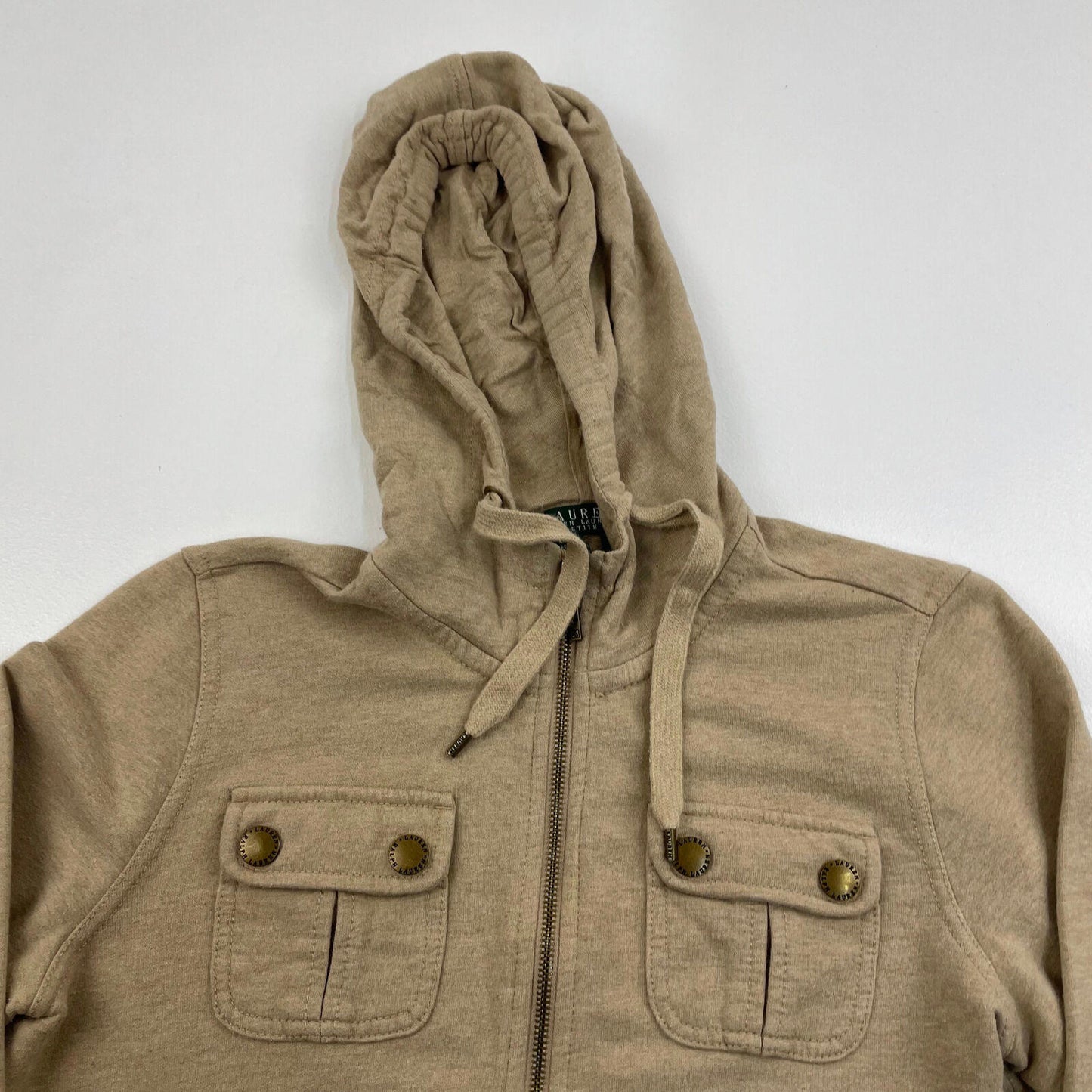 Women’s Ralph Lauren Petite Beige Full Zip Hoodie , Size M