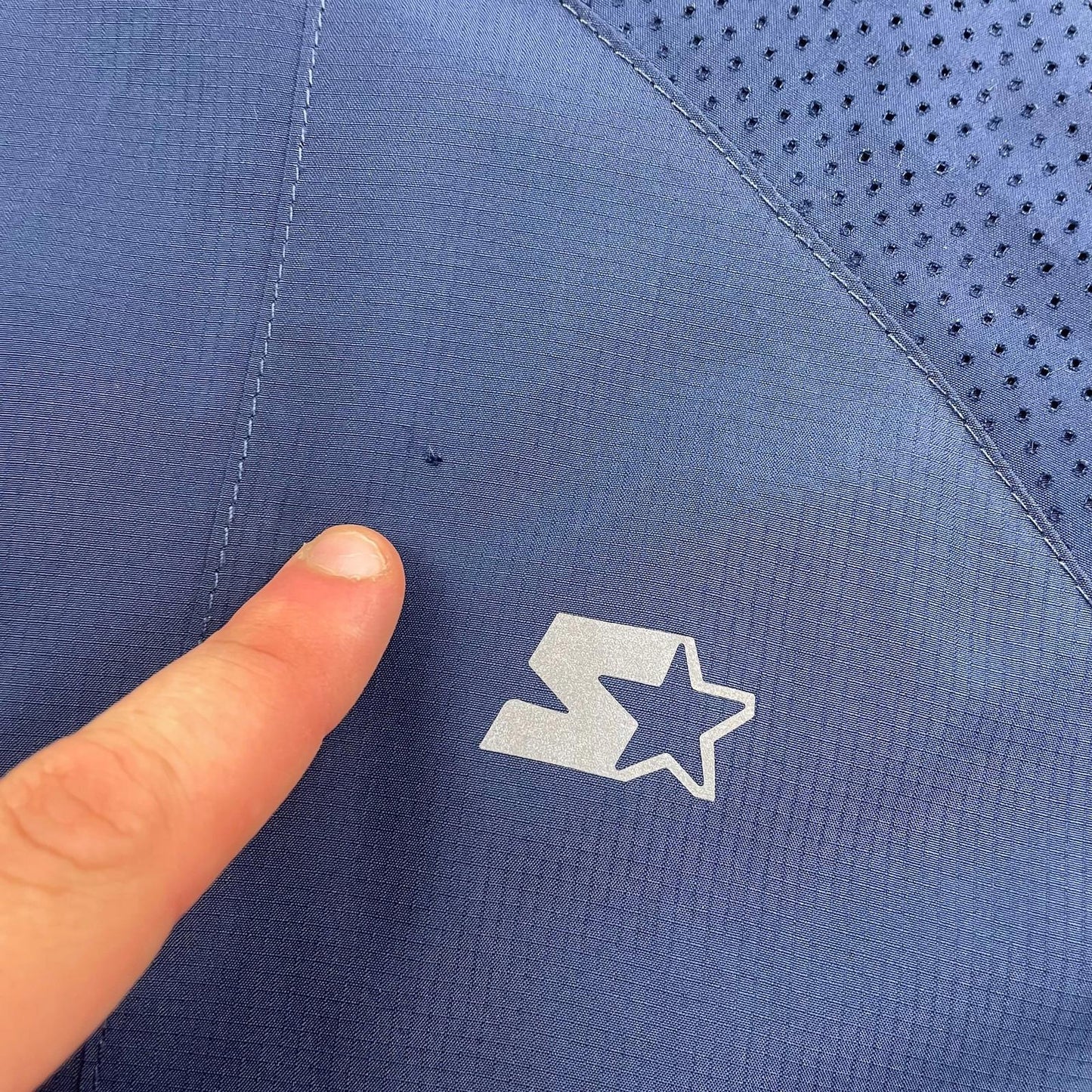 Starter Track Jacket Perforated Windbreaker Blue Mens Size M