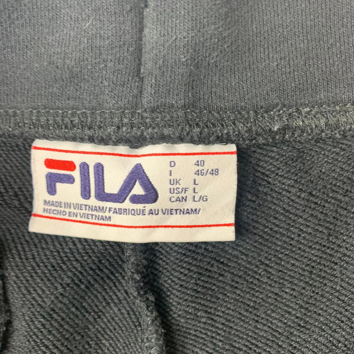 FILA Sweatpants Jogger Style Black Comfort Elastic Waist Womens L UK