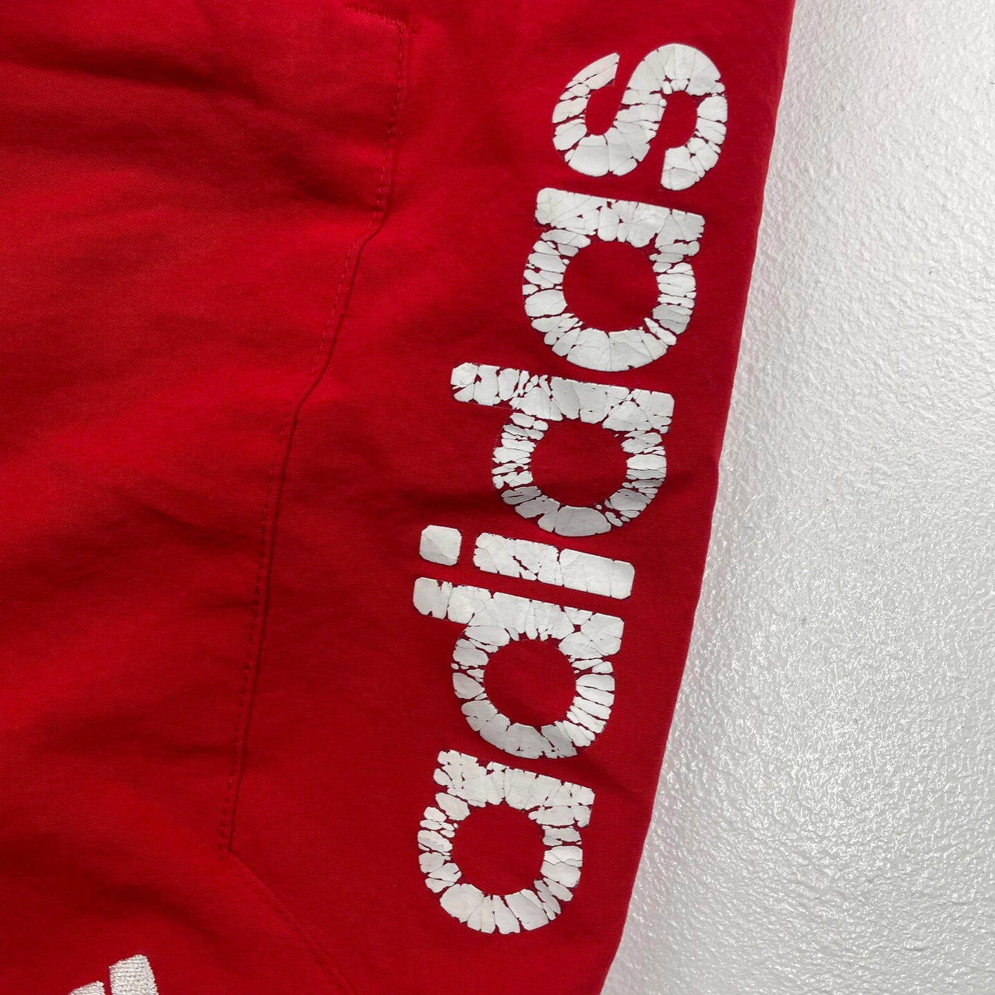 Men’s ADIDAS Red Swimming Shorts , Spellout , Size M