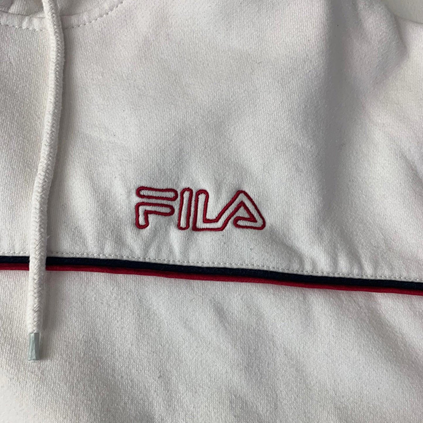 FILA Hoodie Pullover 90s Retro Logo White Womens XL