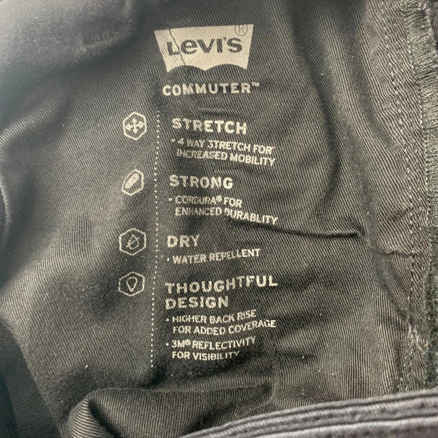 Levi's Commuter Trousers Straight Leg Stretch Black Mens W32 L31