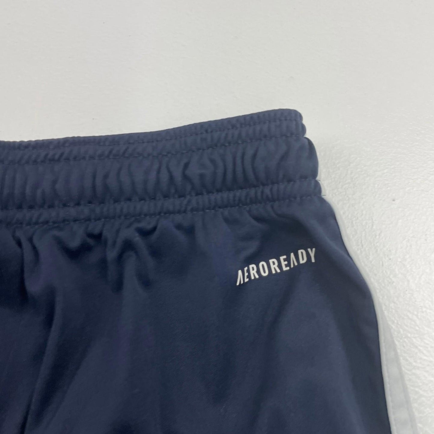ADIDAS Aeroready Shorts Elastic Waist Stripe Logo Navy Mens S UK