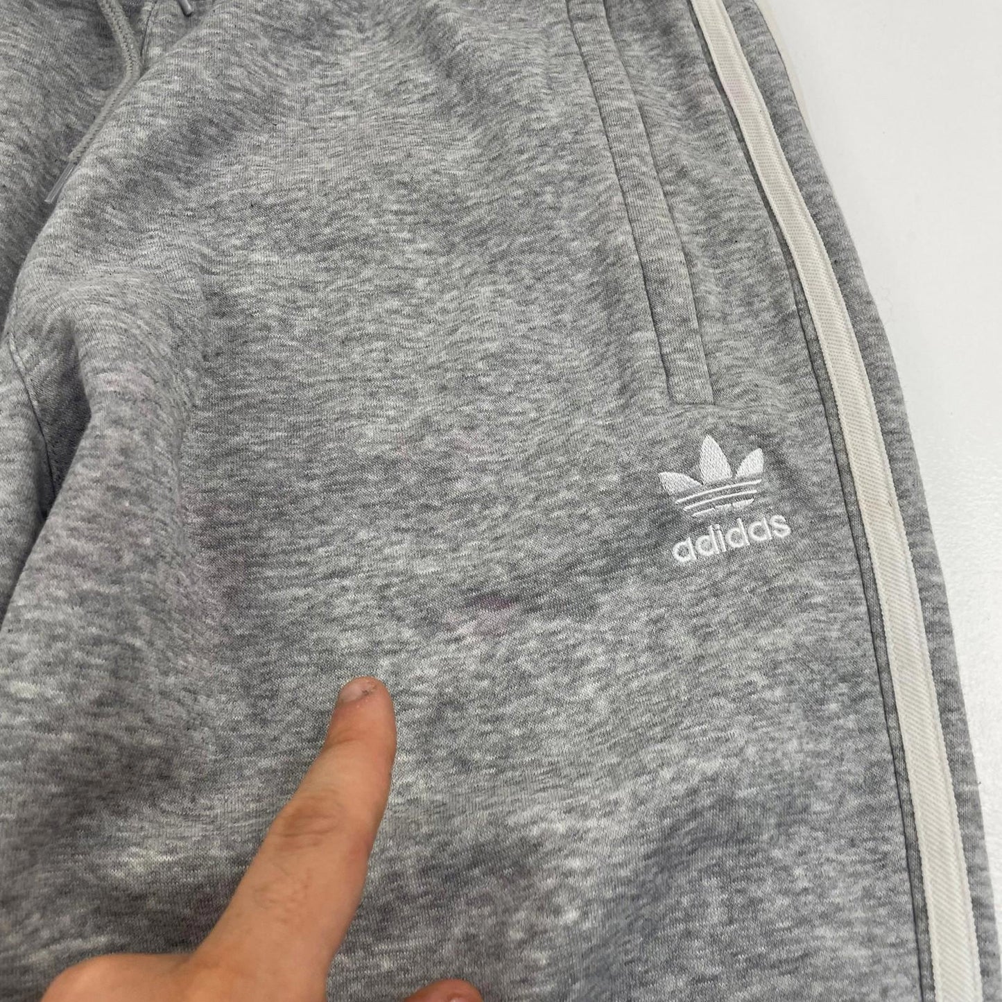Adidas Jogger Sweatpants Side Stripe Logo Grey Mens L