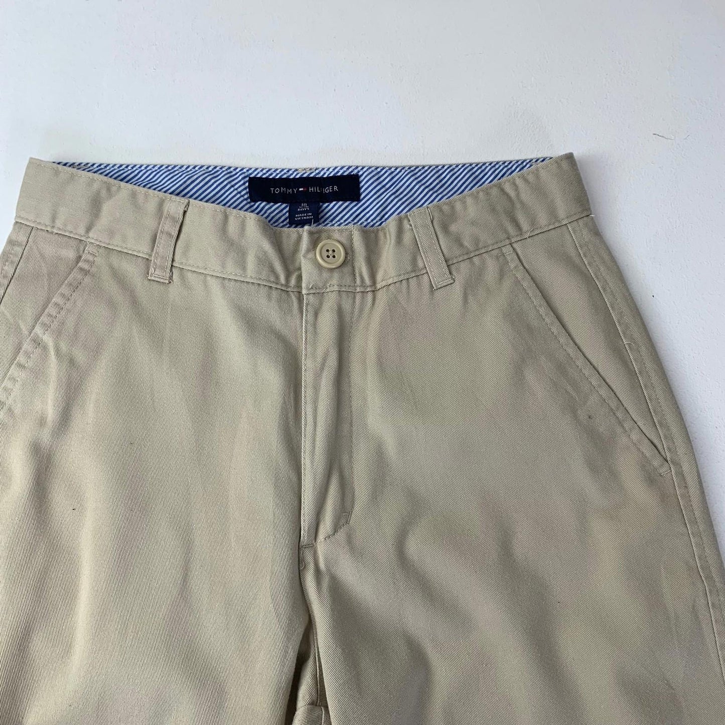 Tommy Hilfiger Boys Trousers Beige Slim Fit Button Fly Casual Style Size 18yr