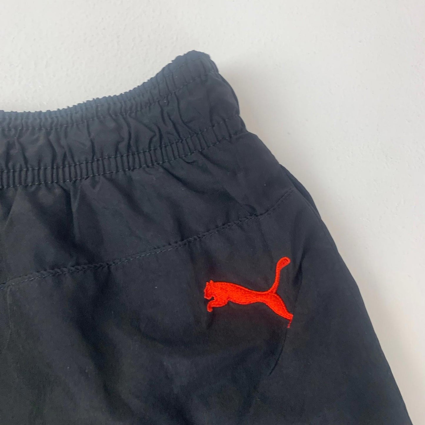 PUMA Athletic Shorts Elastic Waist Black With Logo Mens L