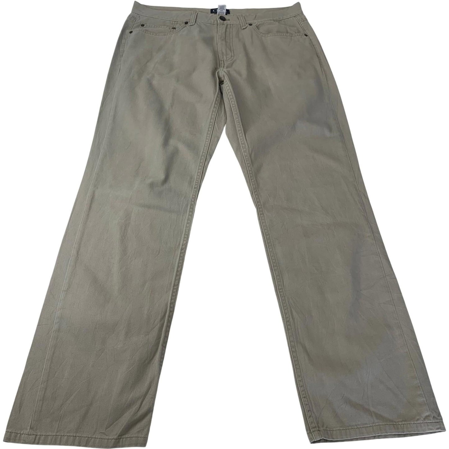 Chaps 5-Pocket Twill Trousers Casual Beige Mens 34 X 32