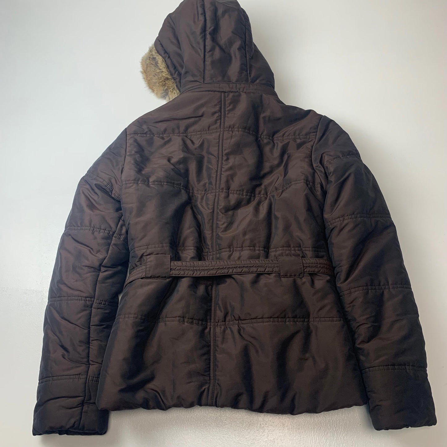 Women’s LACOSTE Puffer Jacket / Metallic Brown / Size 36 / Uk 8 / Removable Hood