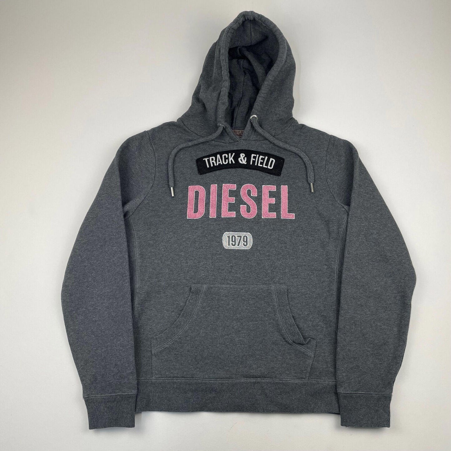 Women’s Grey DIESEL Spellout Hoodie Sweatshirt , Size XL