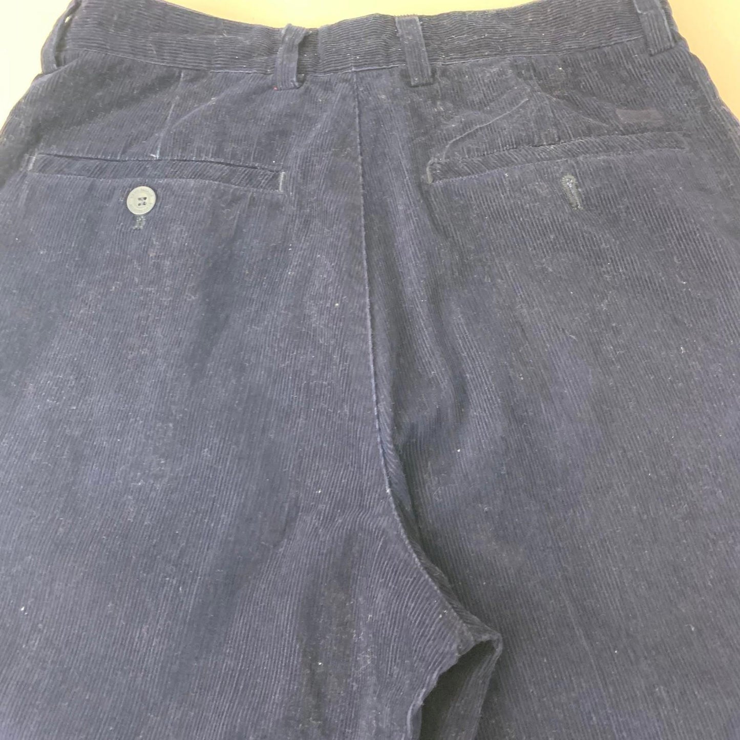 Corduroy Wide-Leg Trousers Casual Style Retro Blue Womens Size UK 8