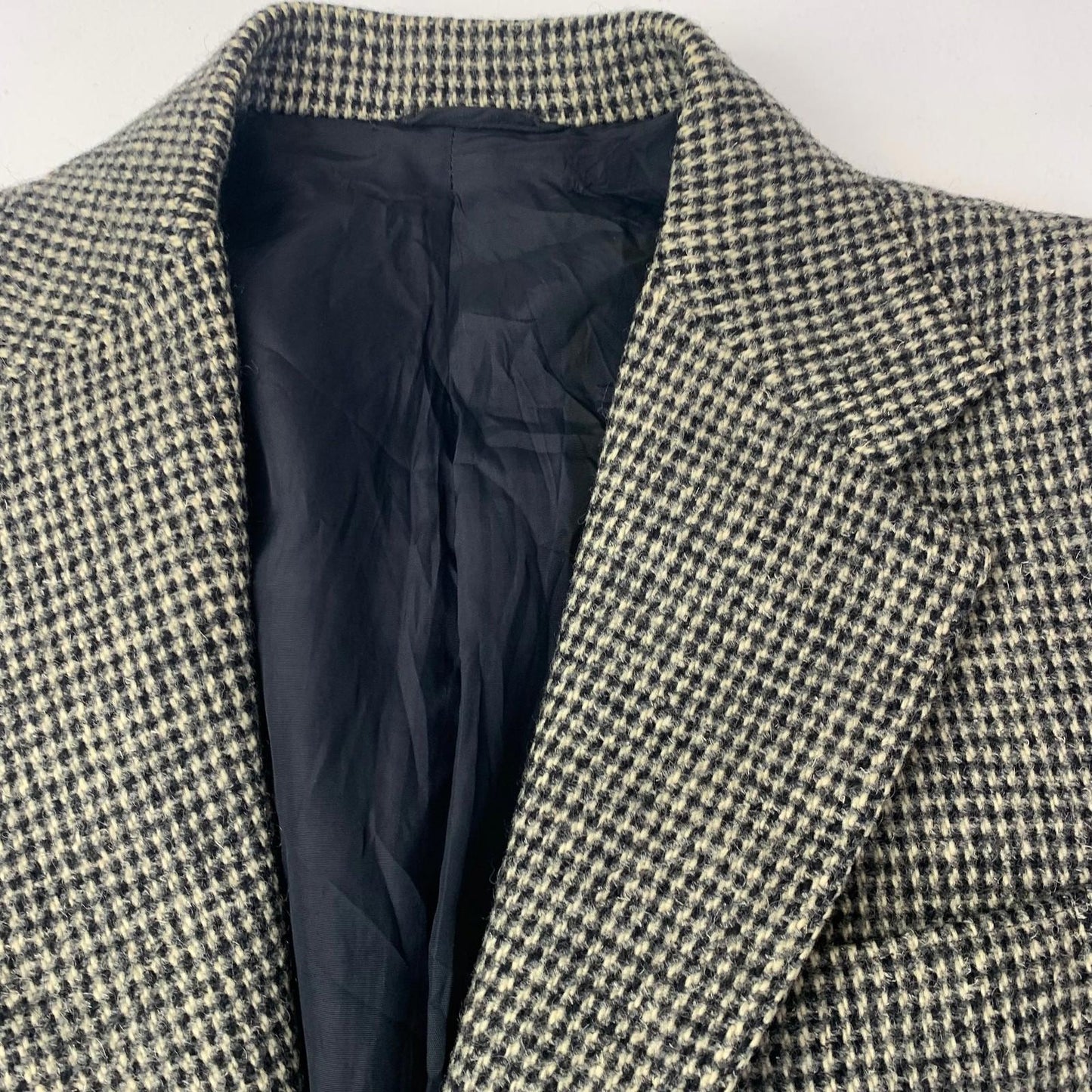 Cassidy Harris Tweed Blazer Houndstooth Wool Jacket Black White Womens 40R