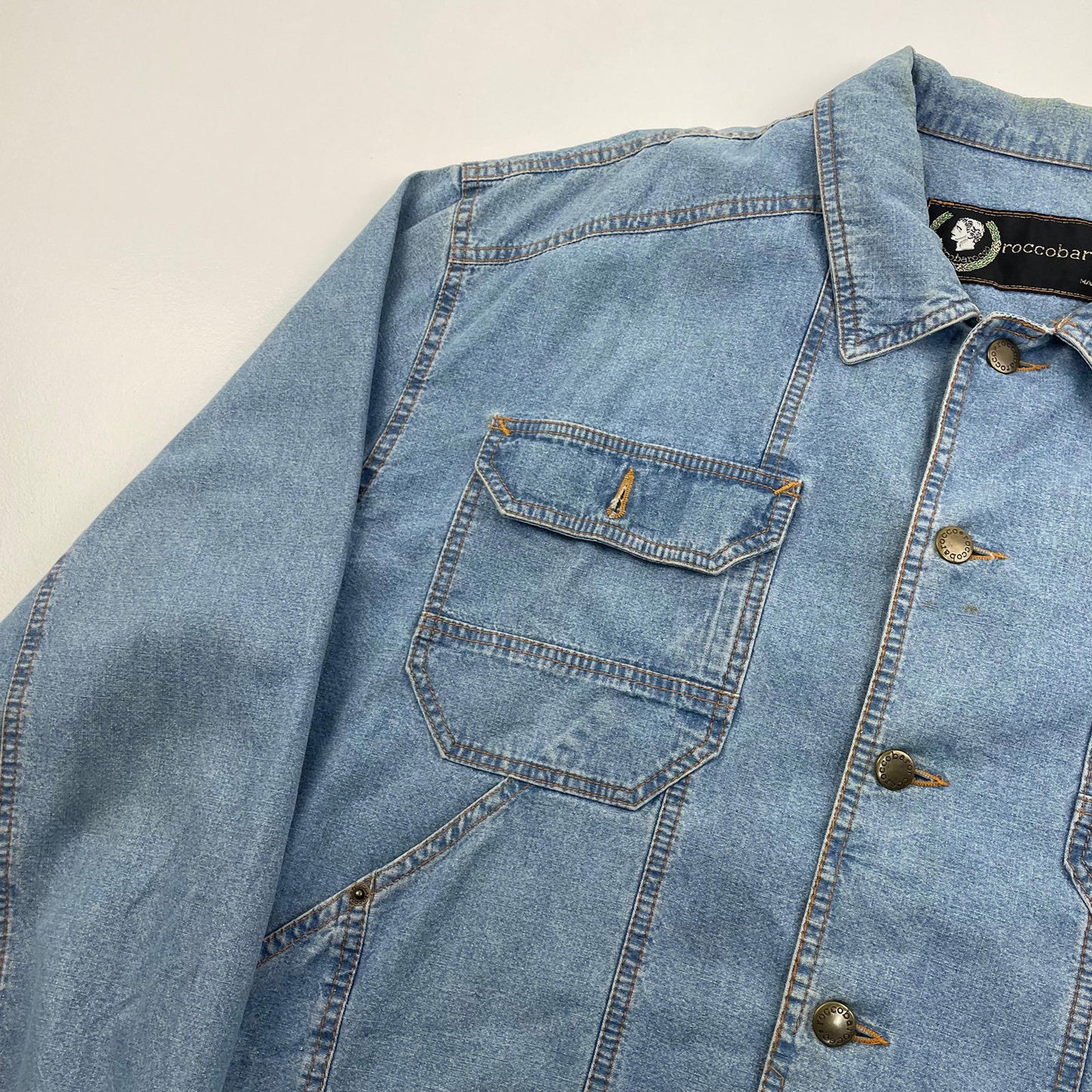 Vintage ROCCOBAROCCO Blue Denim Jacket , Size XL
