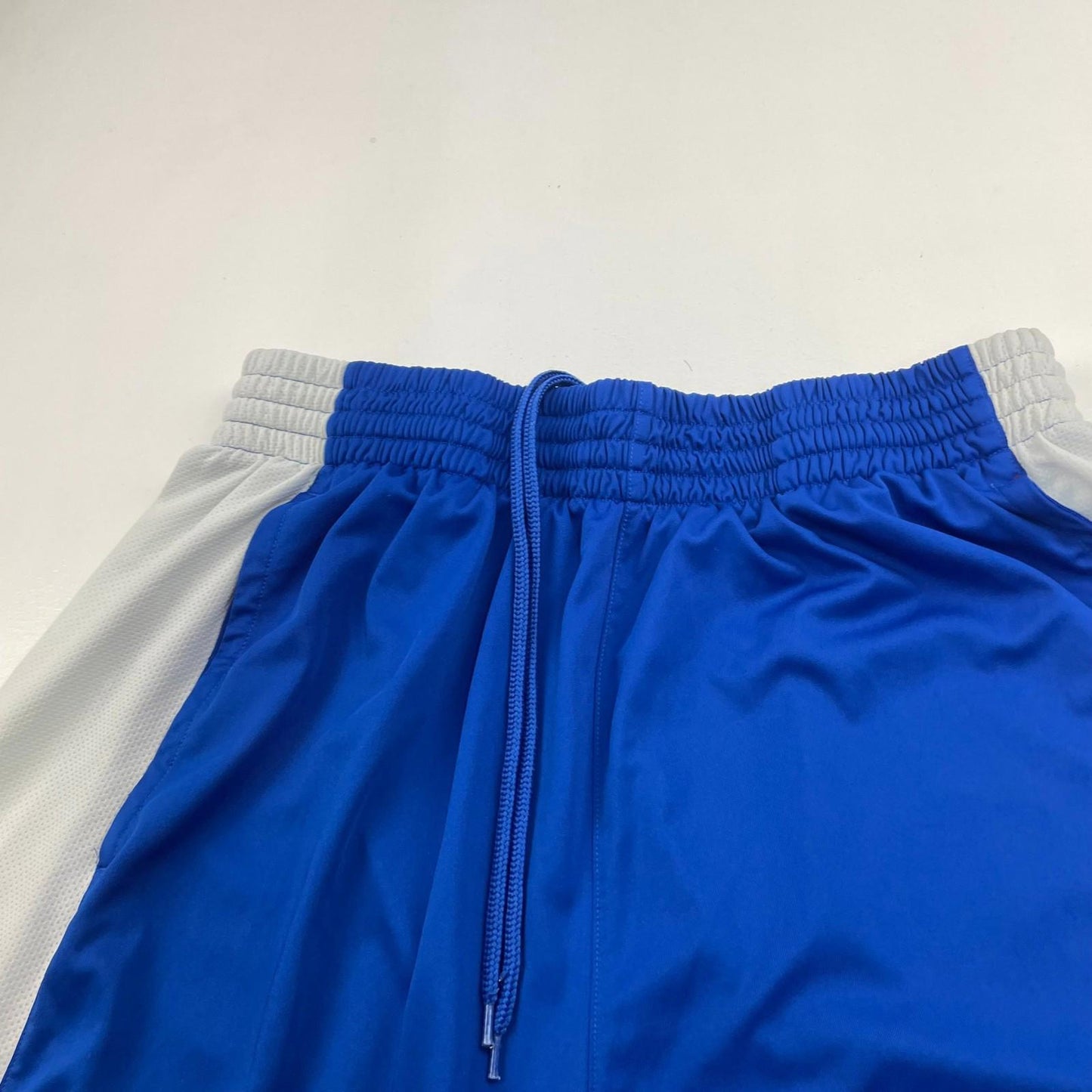 Adidas Men's Athletic Shorts Blue White Drawstring Logo Large