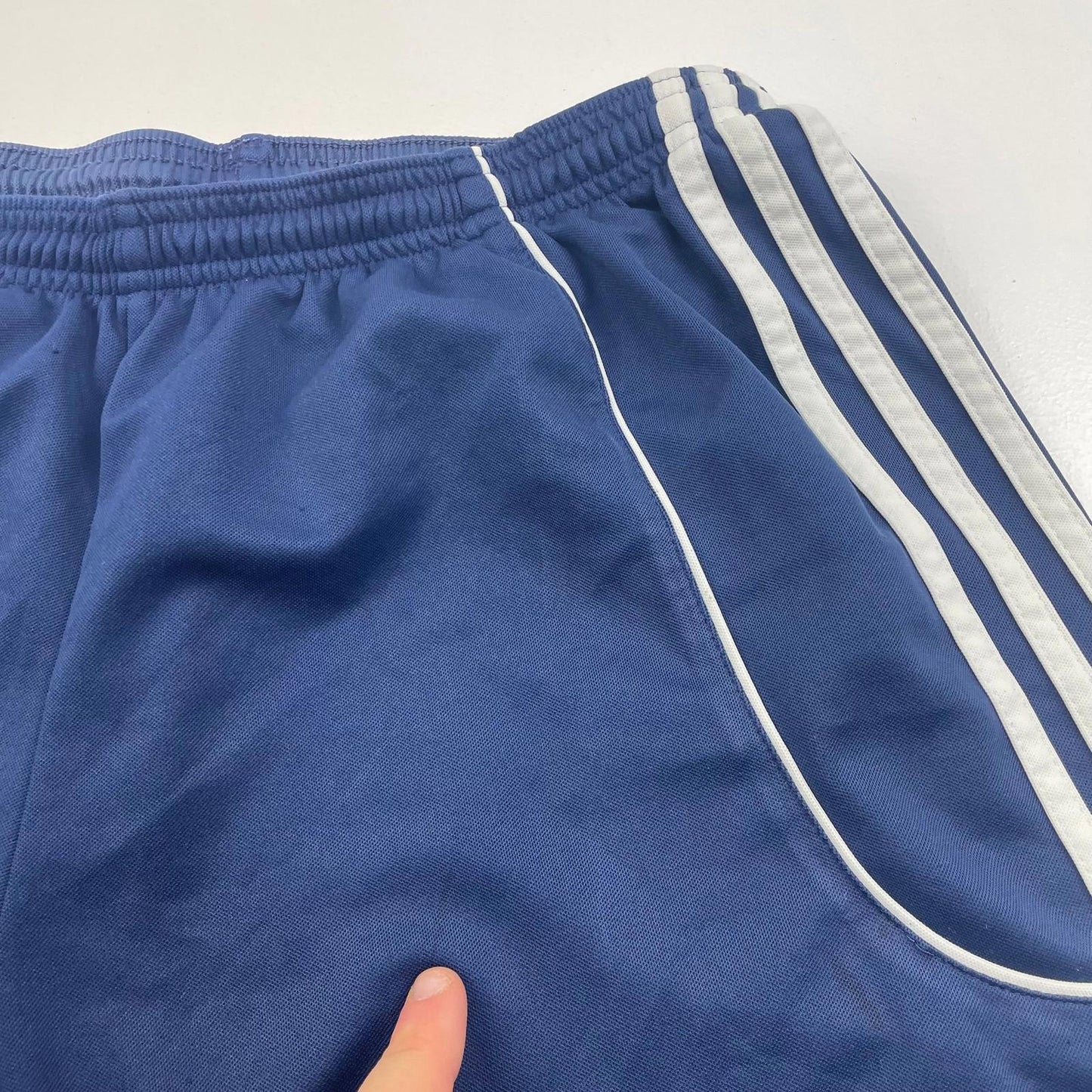 ADIDAS CLIMALITE Sports Shorts Blue 3-Stripes Logo Mens UK 38
