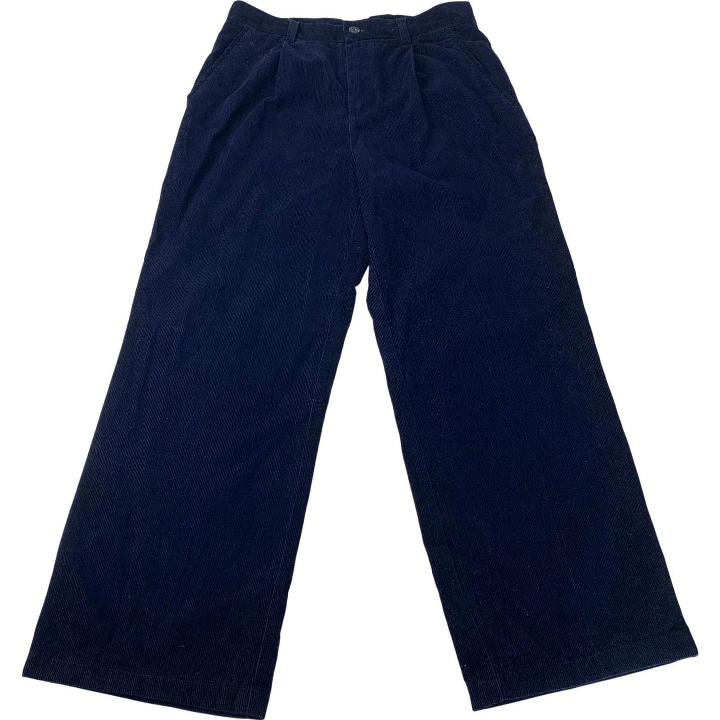 Corduroy Wide-Leg Trousers Casual Style Retro Blue Womens Size UK 8