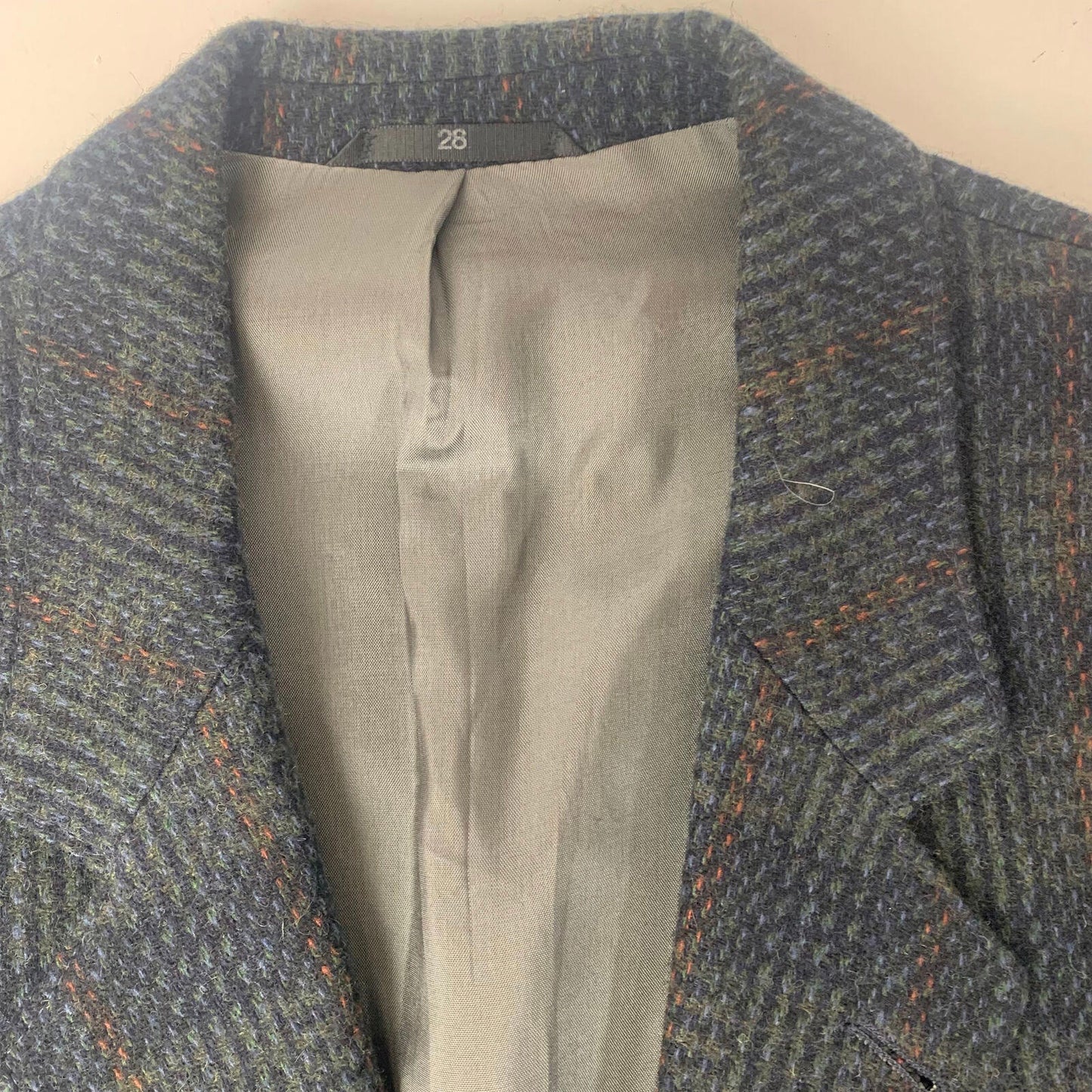 Mens Chequered Wool Jacket / Large