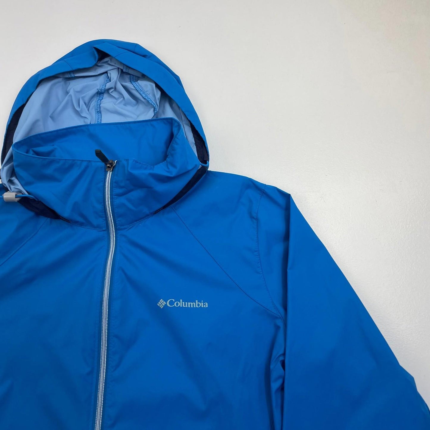 Columbia Rain Jacket Hooded Waterproof Lightweight Blue Womens Medium