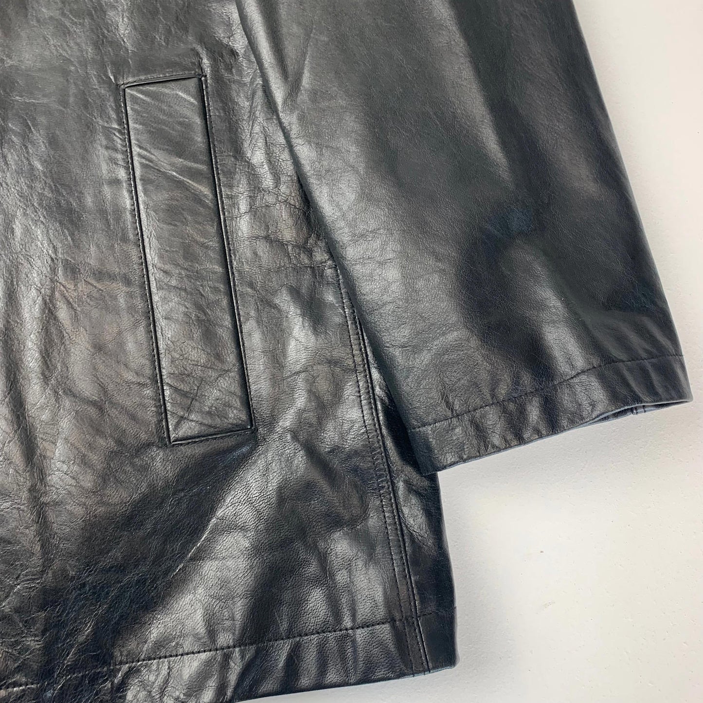 Mens HUGO BOSS Goat Skin Leather Jacket / Black / Eu 46 / Small