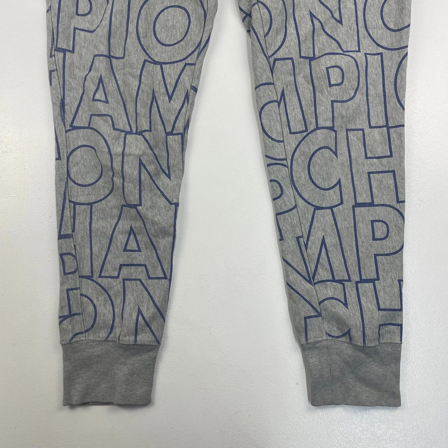 CHAMPION Reverse Weave Jogger Track Pants Grey Graphic Print Mens Medium