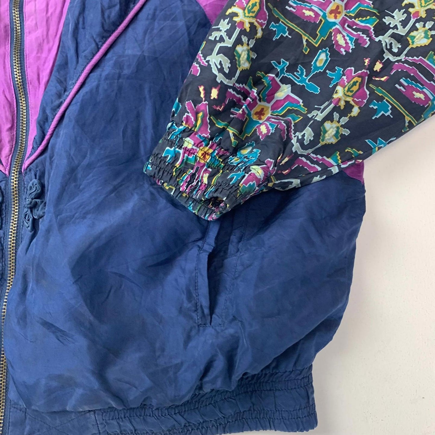 Janeve Windbreaker 80s Retro Multicolour Patterned Silk Men's M Jacket