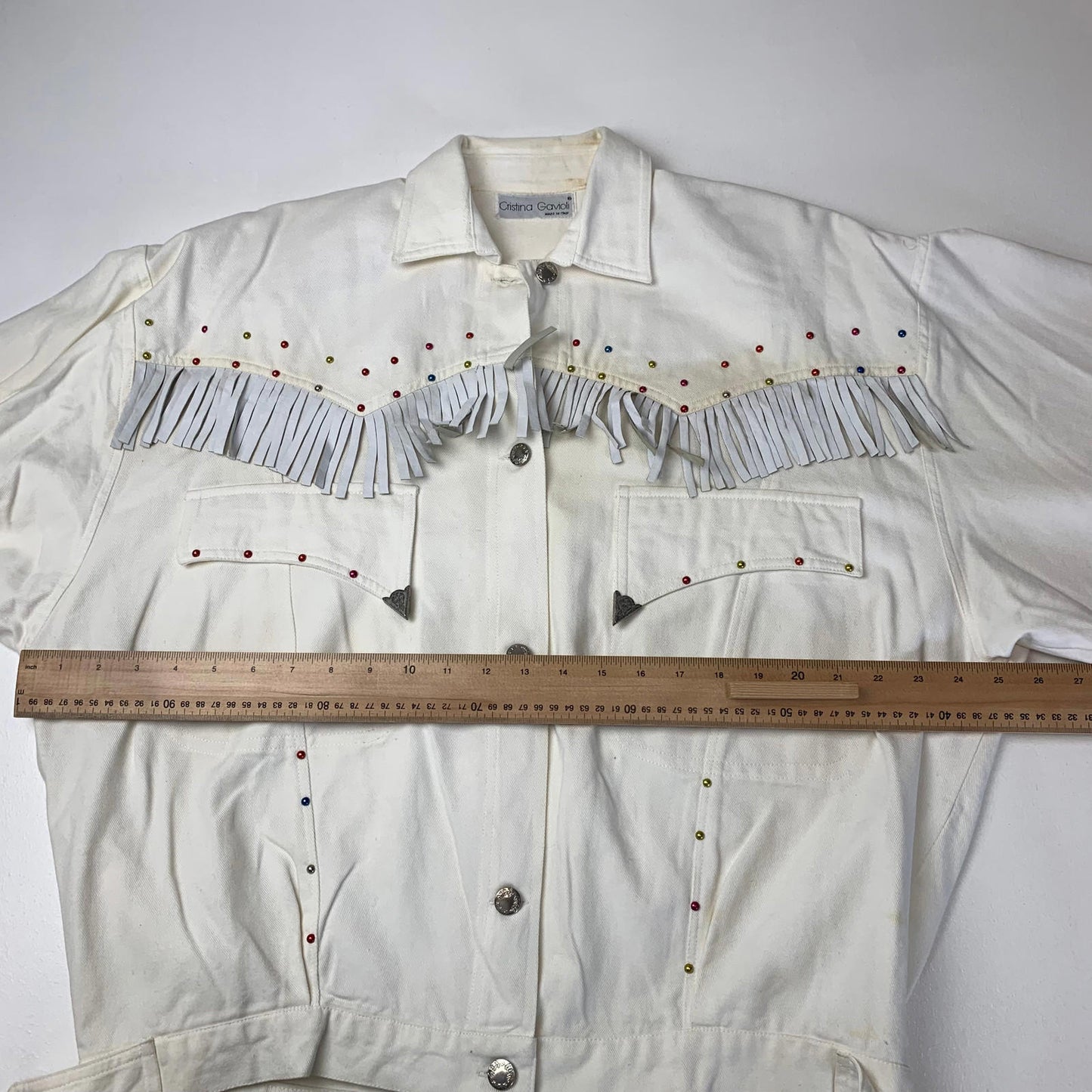 Women’s CRISTINA GAVIOLI Wester Denim Jacket /White / Large