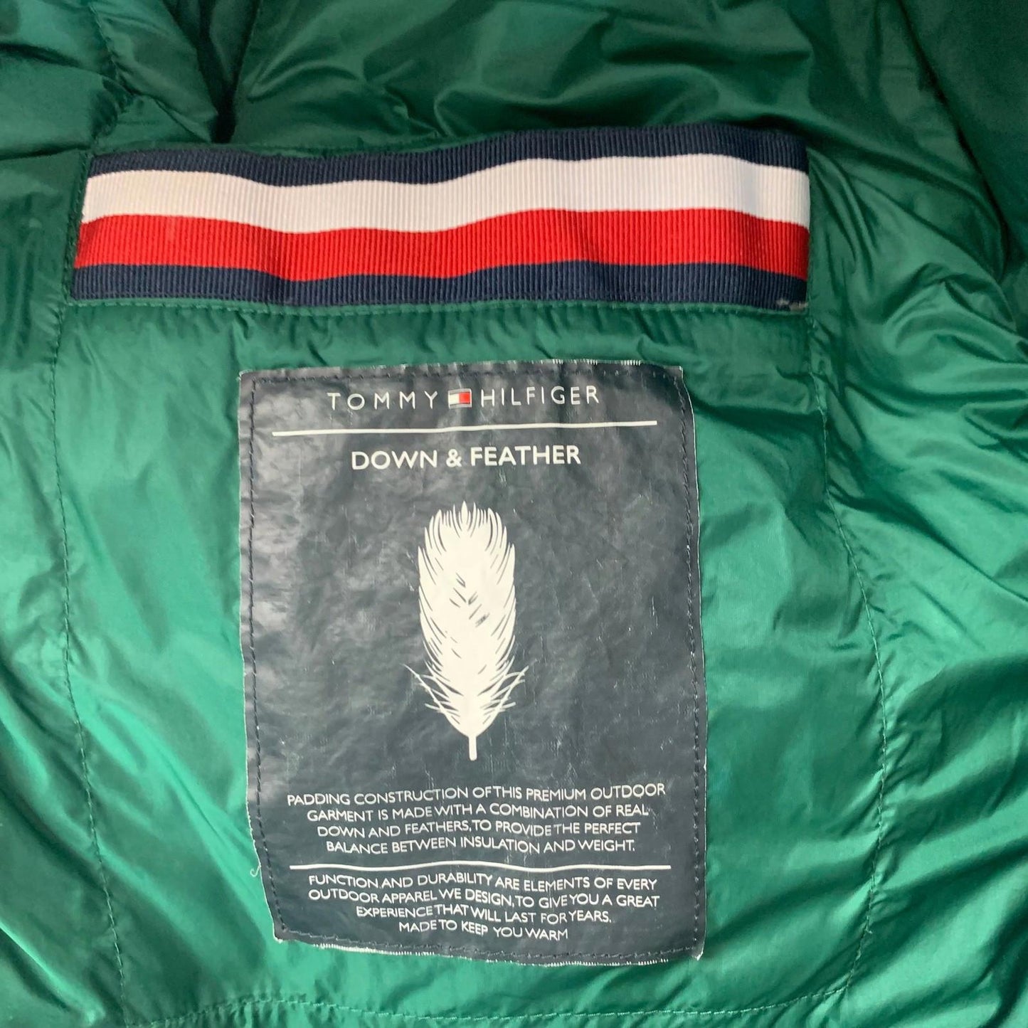 Tommy Hilfiger Puffer Jacket Quilted Green Mens Small