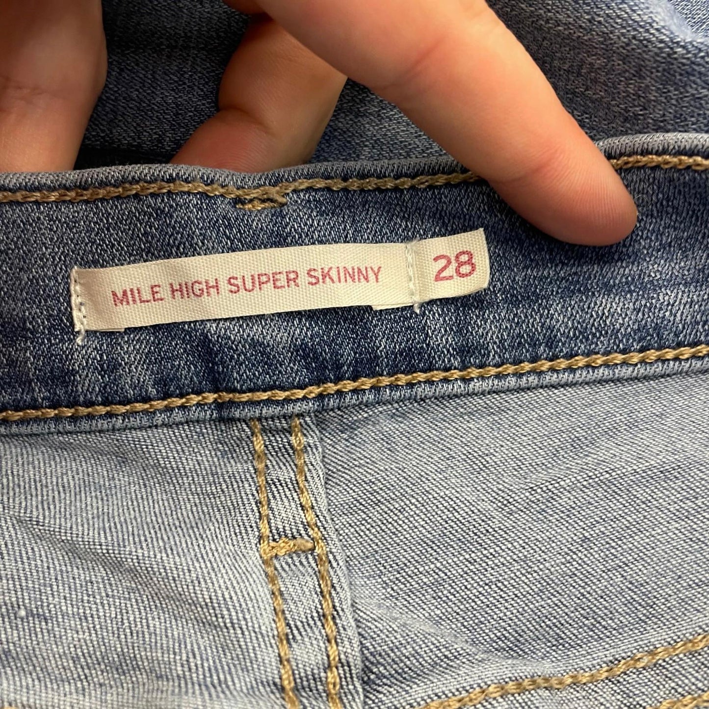 Levi's Mile High Super Skinny Distressed Jeans Blue Denim Women UK 8